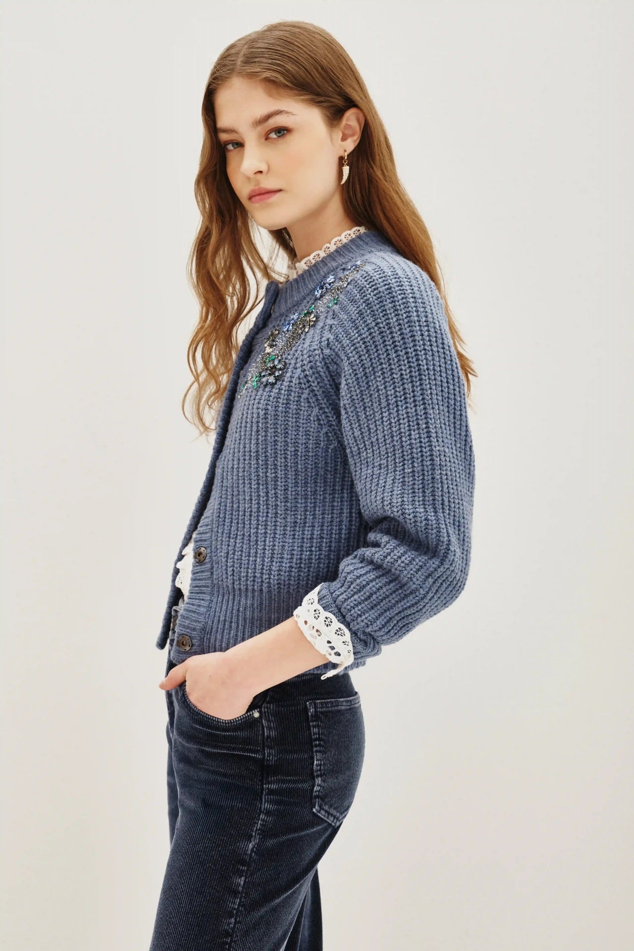 CARDIGAN FLOWER SHINNY NEW