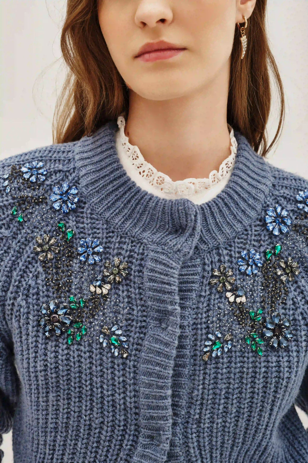 CARDIGAN FLOWER SHINNY NEW