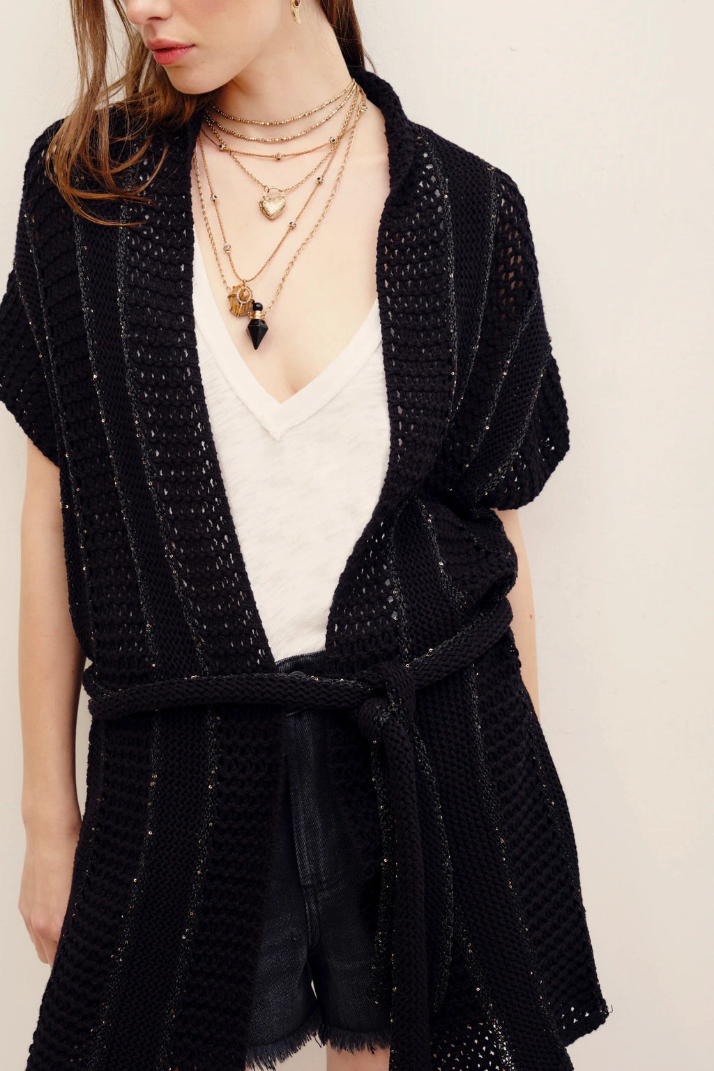 chaleco sequins knit