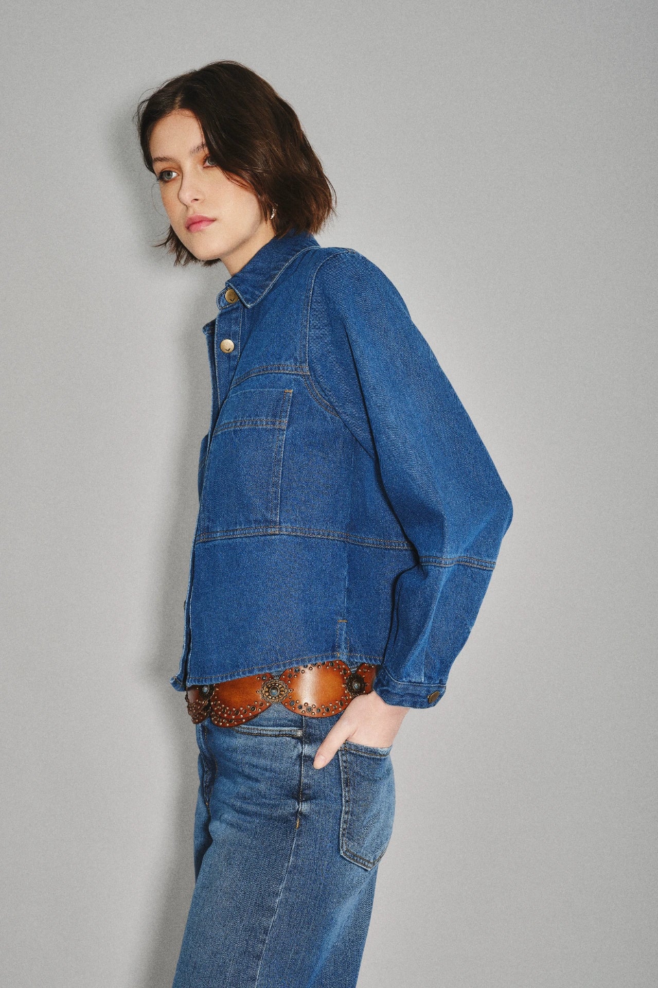 CAMISA AUSTIN CROP DENIM