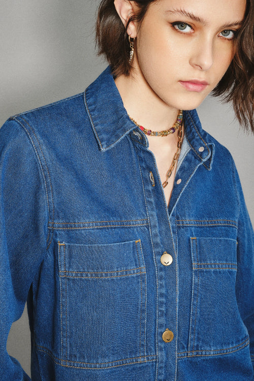 CAMISA AUSTIN CROP DENIM