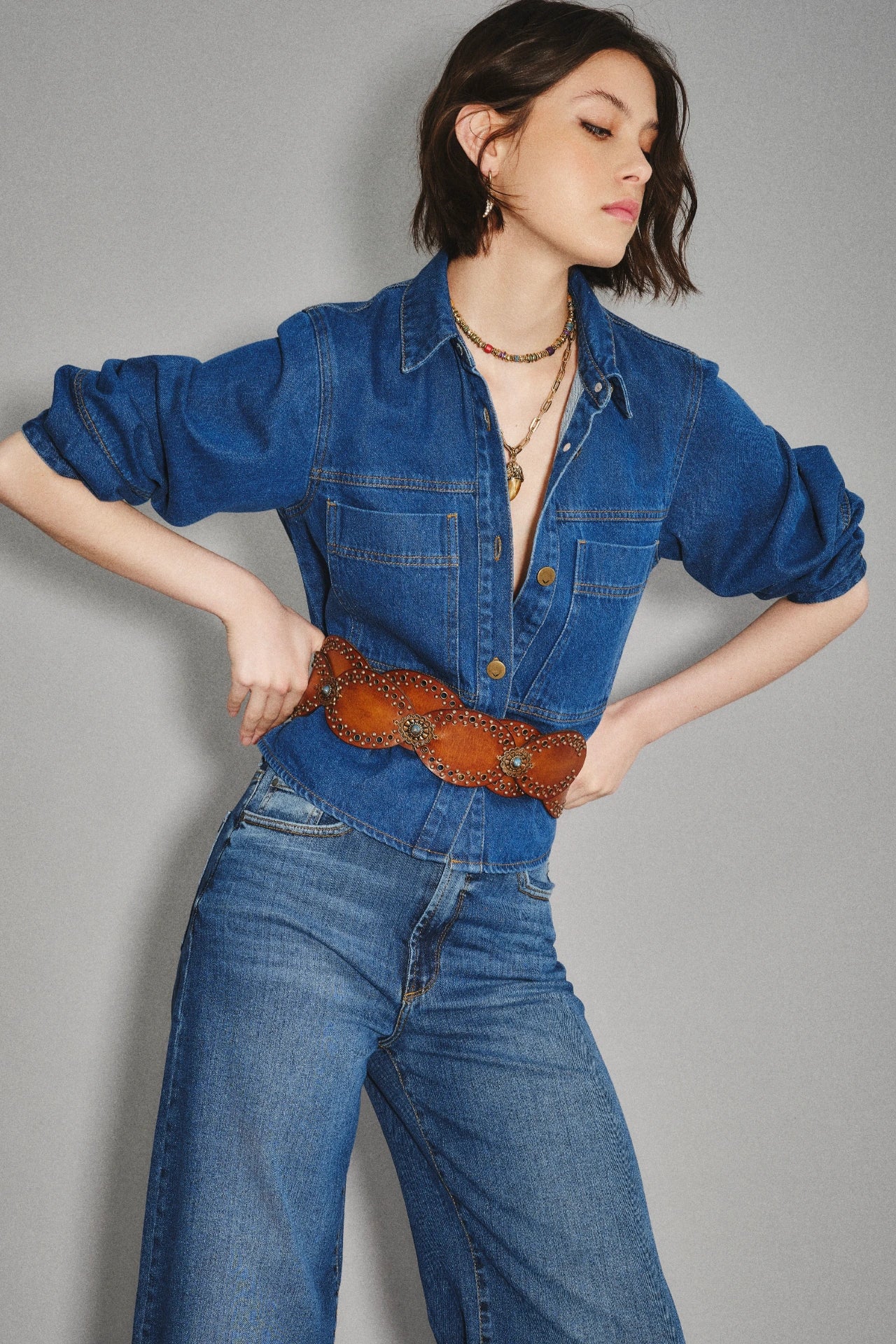 CAMISA AUSTIN CROP DENIM