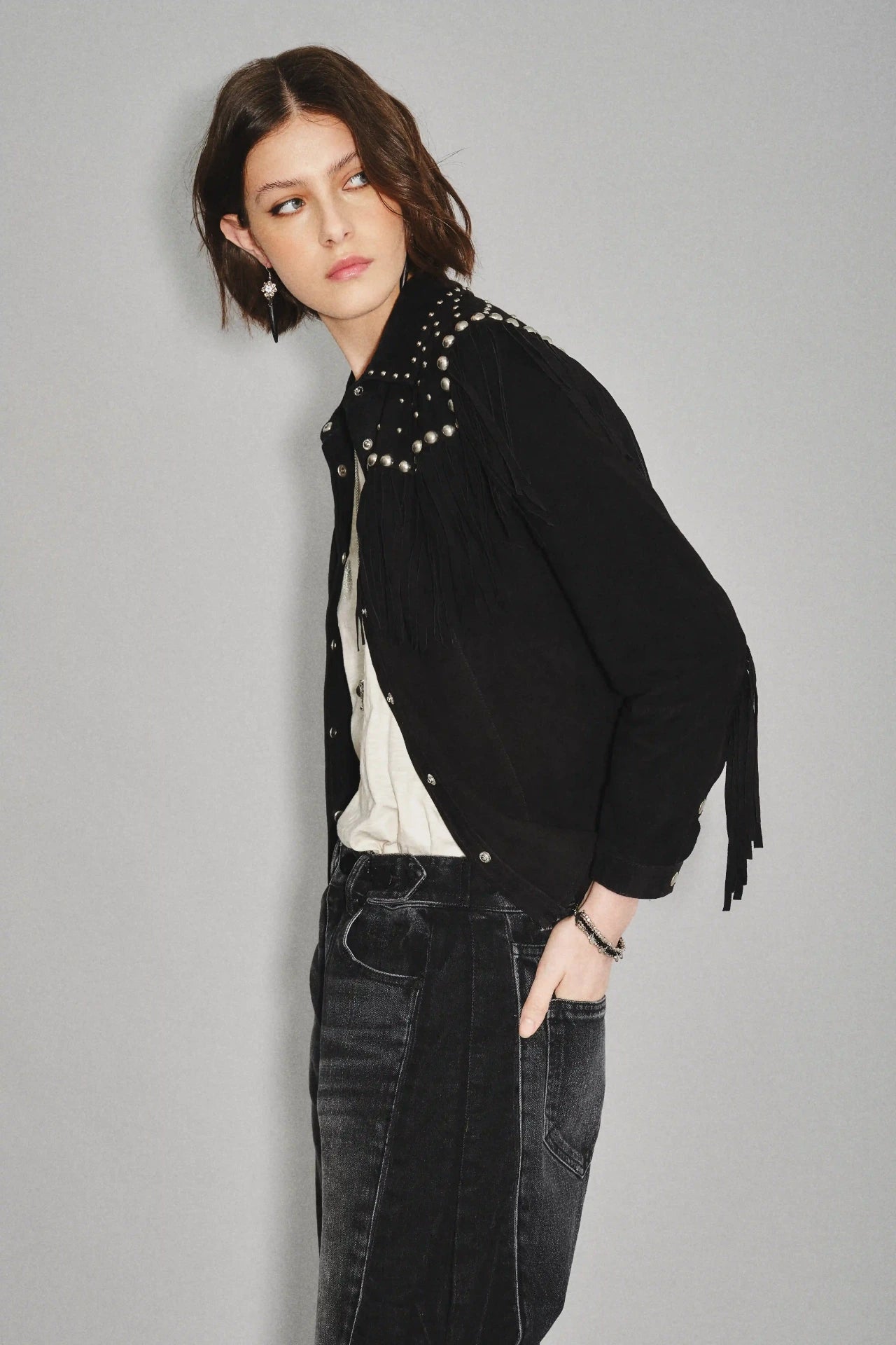CAMISA BELLOTA STUDS CUERO