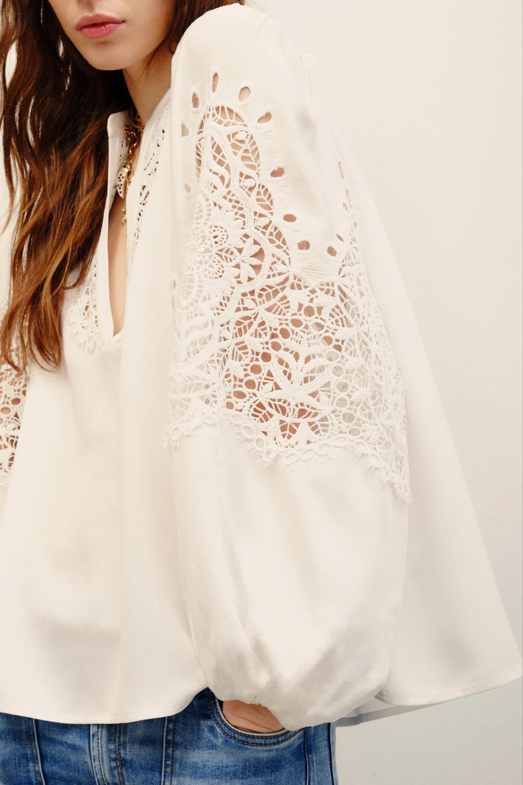 camisa mandala guipure