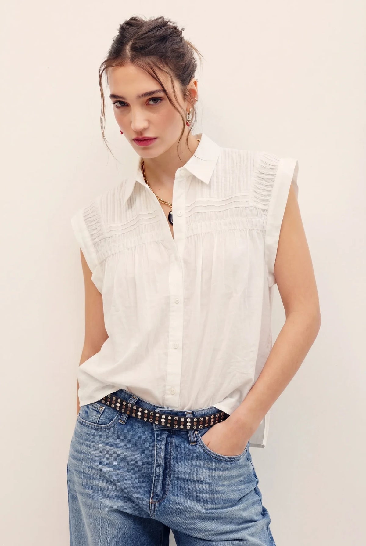 camisa meli pleats