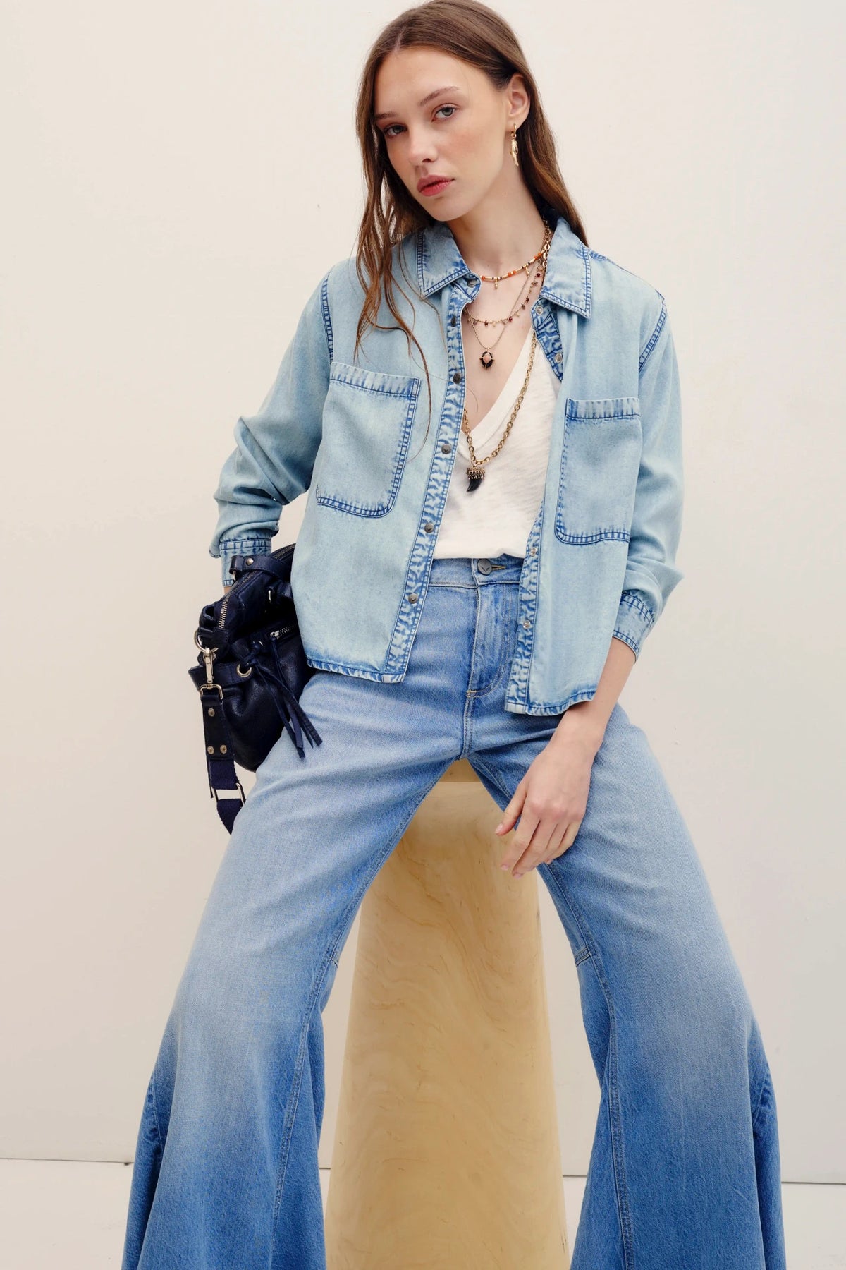 camisa tencel crop