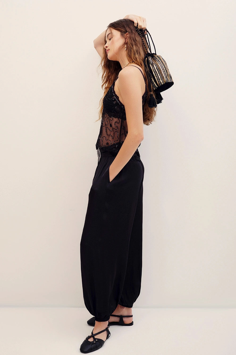 pantalon genie satin