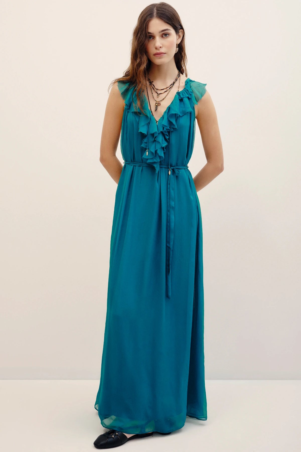 vestido romance frills