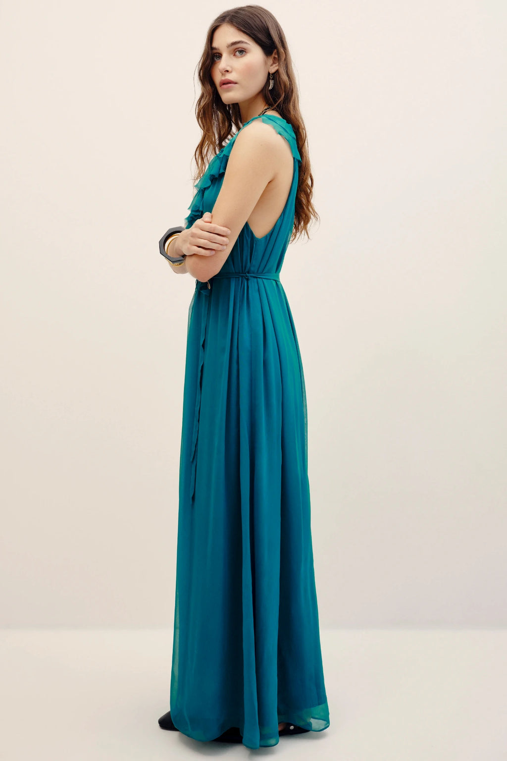 vestido romance frills