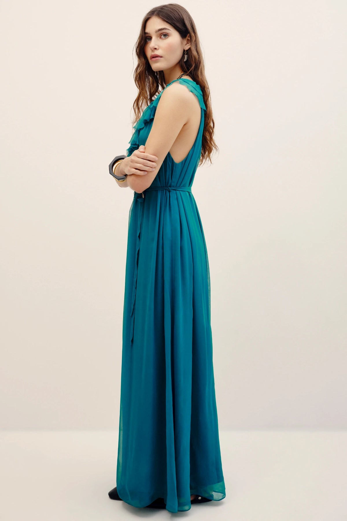 vestido romance frills