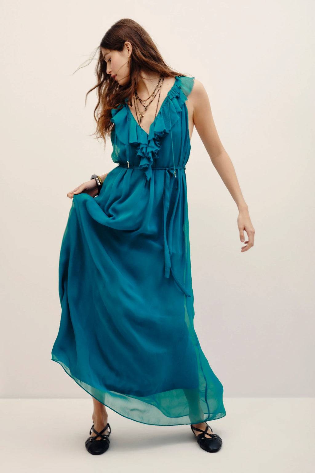 vestido romance frills